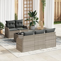vidaXL Trädgårdsoffset 6 pcs Ljusgrå Poly rattan