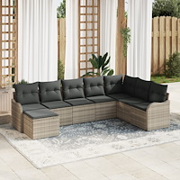 vidaXL Trädgårdsoffset med kudde 8 pcs Ljusgrå Poly rattan