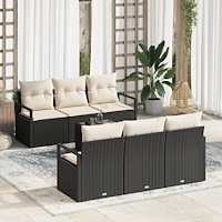 vidaXL Trädgårdsoffset 7 pcs Svart och kräm 55 x 55 x 37 cm
