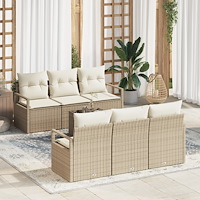 vidaXL Trädgårdsoffset 7 pcs Beige och gräddfärgad 55 x 55 x 37 cm
