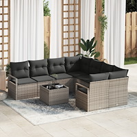 vidaXL Trädgårdsoffset 9 pcs Grå 55 x 55 x 37 cm konstrotting