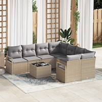 vidaXL Trädgårdsoffset 9 pcs Beige och Grå 55 x 55 x 37 cm