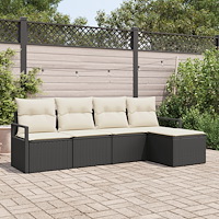 vidaXL Trädgårdsoffset 5 pcs Svart Poly rattan