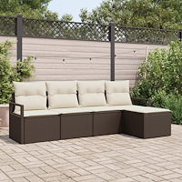 vidaXL Trädgårdsoffset 5 pcs Brun Poly rattan