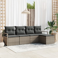 vidaXL Trädgårdsoffset 5 pcs Grå Poly rattan