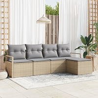 vidaXL Trädgårdsoffset 5 pcs Beige Poly rattan