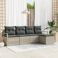 vidaXL Trädgårdsoffset 5 pcs Ljusgrå Poly rattan