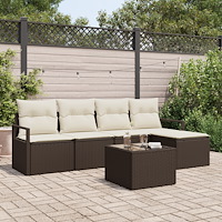 vidaXL Trädgårdsoffset 6 pcs Brun Poly rattan
