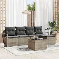 vidaXL Trädgårdsoffset 6 pcs Grå Poly rattan