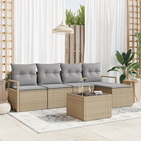 vidaXL Trädgårdsoffset 6 pcs Beige Poly rattan