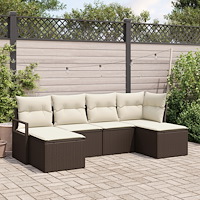 vidaXL Trädgårdsoffset 6 pcs Brun Poly rattan