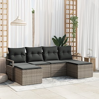 vidaXL Trädgårdsoffset 6 pcs Grå Poly rattan