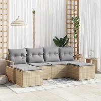 vidaXL Trädgårdsoffset 6 pcs Beige Poly rattan