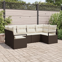vidaXL Trädgårdsoffset 6 pcs Brun Poly rattan