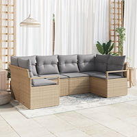 vidaXL Trädgårdsoffset 6 pcs Beige Poly rattan
