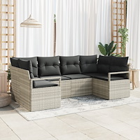 vidaXL Trädgårdsoffset 6 pcs Ljusgrå Poly rattan
