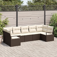 vidaXL Trädgårdsoffset 7 pcs Brun Poly rattan