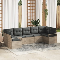 vidaXL Trädgårdsoffset 7 pcs Grå Poly rattan
