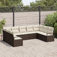 vidaXL Trädgårdsoffset 9 pcs Brun Poly rattan