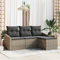 vidaXL Trädgårdsoffset 4 pcs Grå Poly rattan