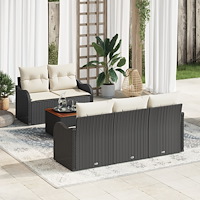 vidaXL Trädgårdsoffset 6 pcs Svart Poly rattan
