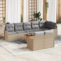vidaXL Trädgårdsoffset 9 pcs Beige Poly rattan