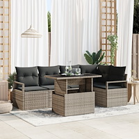 vidaXL Trädgårdsoffset med kudde 6 pcs Grå 100 x 55 x 73 cm