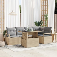 vidaXL Trädgårdsoffset 6 pcs beige och ljusgrå 100 x 55 x 73 cm