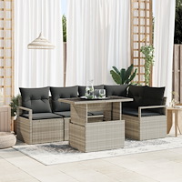 vidaXL Trädgårdsoffset med kudde 6 pcs Ljusgrå 100 x 55 x 73 cm