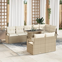 vidaXL Trädgårdsoffset 9 pcs beige och gräddvit 100 x 55 x 73 cm
