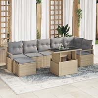 vidaXL Trädgårdsoffset med kudde 8 pcs beige och ljusgrå