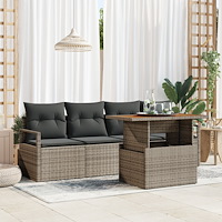 vidaXL Trädgårdsoffset med kudde 5 pcs Grå 100 x 55 x 73 cm