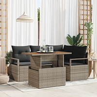 vidaXL Trädgårdsmöbelset med kudde 5 pcs Grå och Brun 100 x 55 x 73 cm