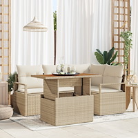 vidaXL Trädgårdsmöbelset 5 pcs Beige och gräddfärgad 100 x 55 x 73 cm
