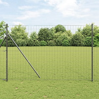 vidaXL Eurostängsel med 7 stolpar 1.5x10 m galvaniserat stål grå