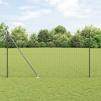 vidaXL Euro Stängsel med 7 Spikposter 1.5x10 m Galvaniserad Stål Grå