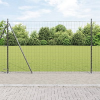 vidaXL Euro Stängsel med 7 Flänsade Stolpar 1.5x10 m Galvaniserad Stål