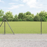 vidaXL Euro Stängsel med 13 Flangade Stolpar 1x25 m Galvaniserat Stål