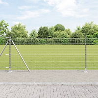 vidaXL Euro Staket med 7 Flänsade Stolpar 1x10 m Galvaniserat Stål