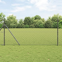 vidaXL Kedjestängsel med 13 stolpar 1.4x25 m galvaniserat stål grått