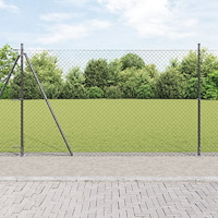 vidaXL Kedja-länk Stängsel med 7 Flangerade Stöd 1.6x10 m Galvaniserat Stål
