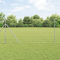 vidaXL Fältstängsel 1.2x25 m Galvaniserat Stål, vidaXL Stängselstolpar 13 st Ø32 mm 170 cm Galvaniserat Stål