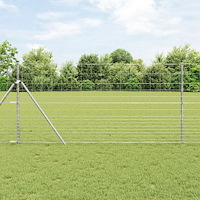vidaXL Fältstängsel 1.2x25 m Galvaniserat Stål, vidaXL Stängselstolpar 13 st Ø32 mm 170 cm Galvaniserat Stål