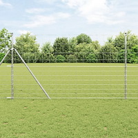 vidaXL Fältstängsel 1.4x25 m Galvaniserad stål, vidaXL Stängselstolpar 13 st Ø32 mm 190 cm Galvaniserad stål