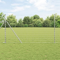vidaXL Fältstängsel 1.4x25 m Galvaniserat Stål, vidaXL Stängselstolpar 13 st Ø32 mm 190 cm Galvaniserat Stål