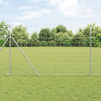 vidaXL Fältstaket 1,5 x 25 m Galvaniserat stål, vidaXL Stålstolpar 13 st Ø32 mm 200 cm Galvaniserat stål