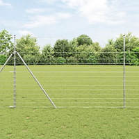 vidaXL Fältstaket 1,6x25 m Galvaniserat Stål, vidaXL Staketstolpar 13 st Ø32 mm 210 cm Galvaniserat Stål