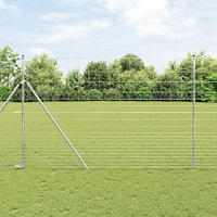 vidaXL Fältstängsel 1.6x25 m Varmgalvaniserat Stål, vidaXL Stängselstolpar 13 st Ø32 mm 210 cm Varmgalvaniserat Stål