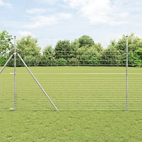 vidaXL Fältstängsel 1.6x25 m Galvaniserat Stål, vidaXL Stängselstolpar 13 st Ø32 mm 210 cm Galvaniserat Stål