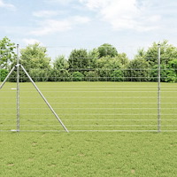 vidaXL Fältstängsel 1,5x50 m Galvaniserat stål, vidaXL Stängselstolpar 13 st Ø32 mm 200 cm Galvaniserat stål